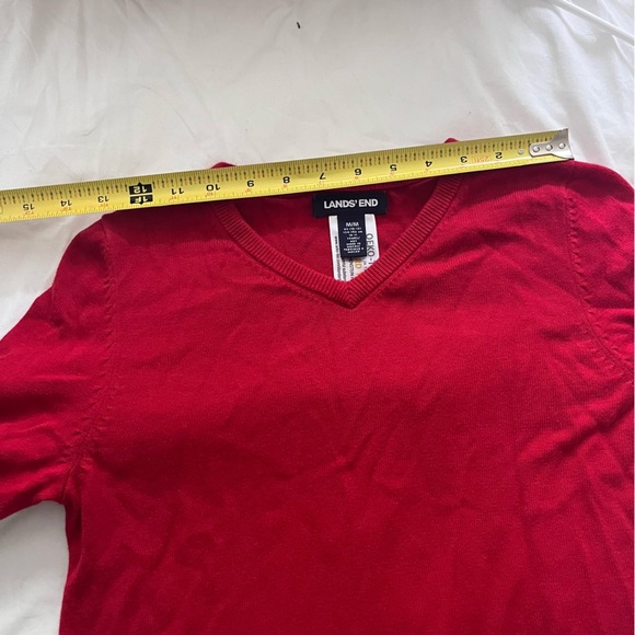 Lands End Girls 10-12 Medium Red V-Neck Knit Sweater OEKO-TEX - Picture 12 of 12